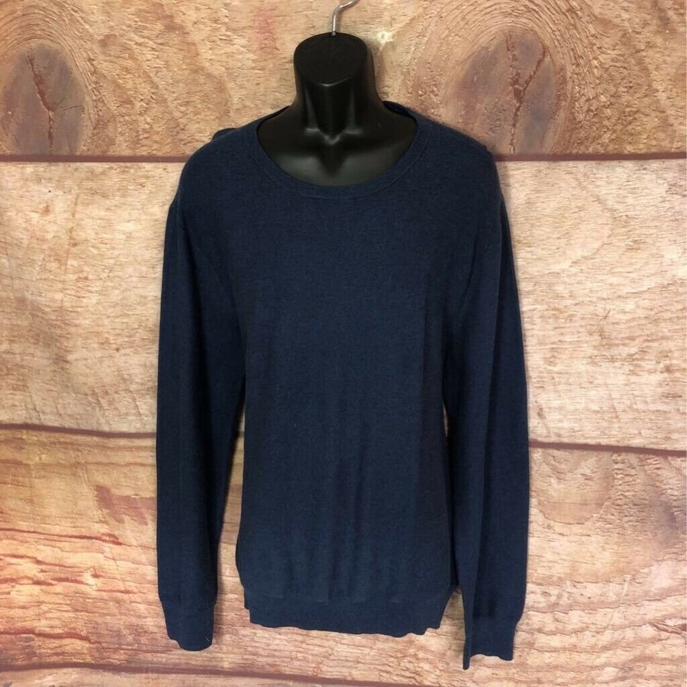 J Crew Mens Pullover Sweater Blue Crew Neck 2XL